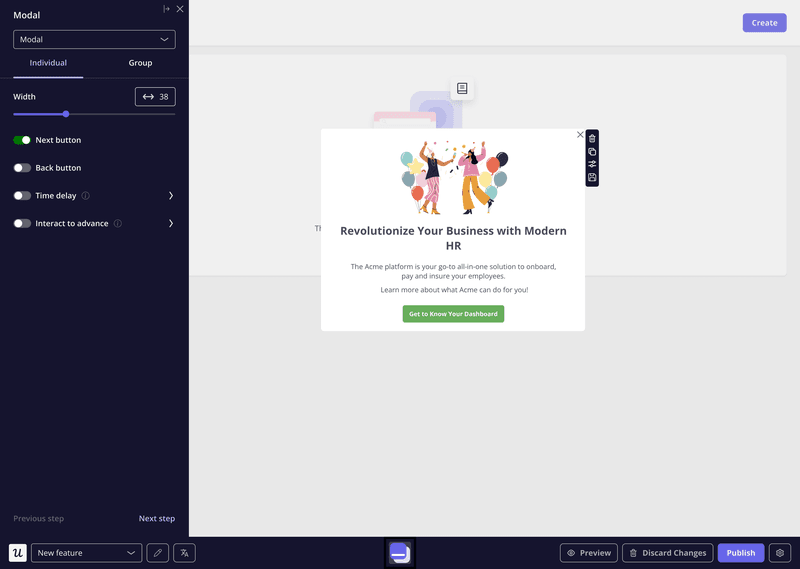onboarding modal