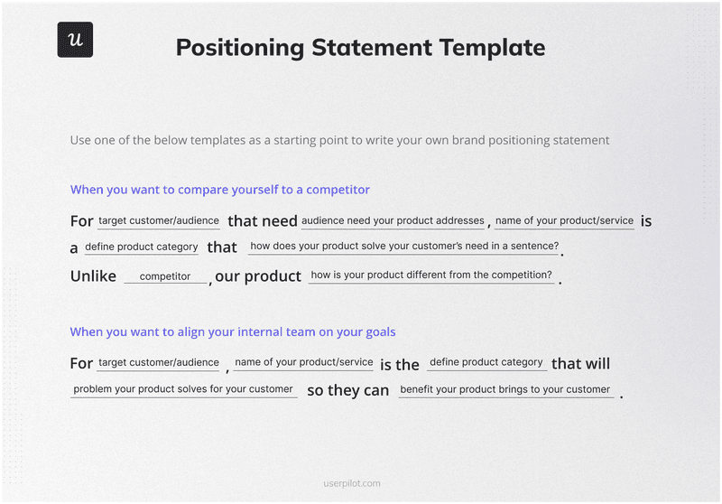 Product positioning template.