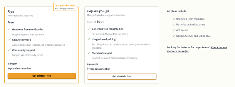 PostHog pricing.