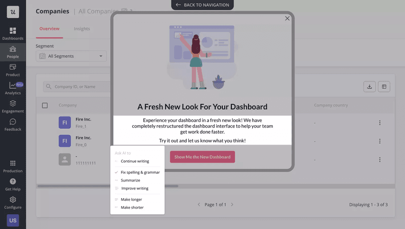 Use AI to craft compelling product copy with Userpilot.