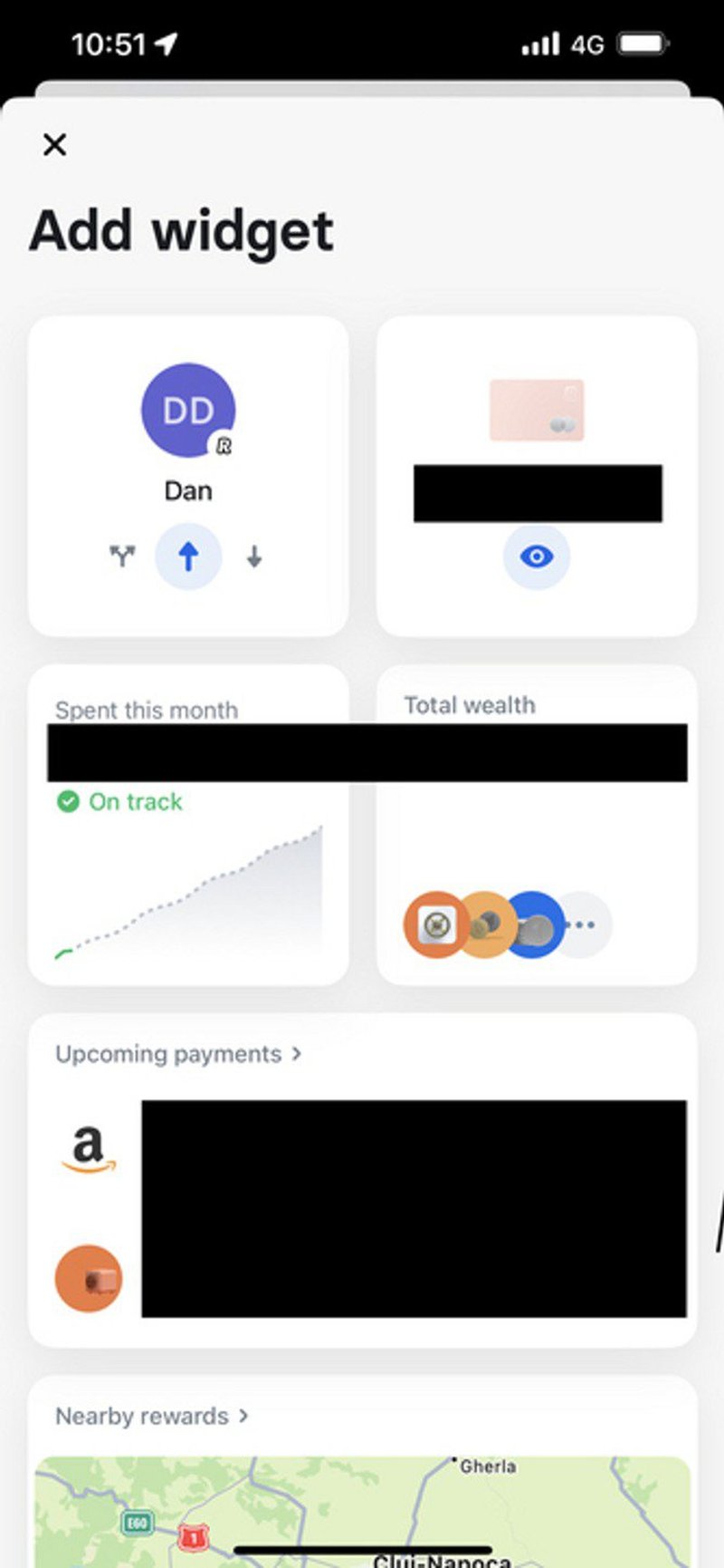 UX design examples: Revolut’s dashboard widgets