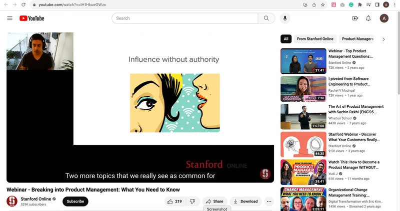 Stanford Uni's webinar on starting a career as a product manager