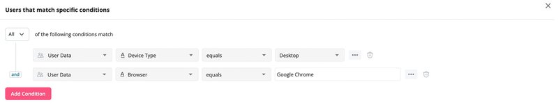 Screenshot of Userpilot segmentation - technographic