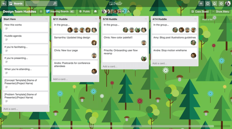 UX design examples: Trello placeholders