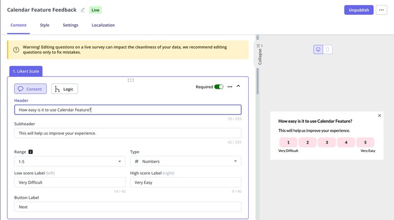 userpilot no code survey