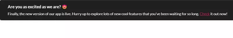 Banner announcing new features