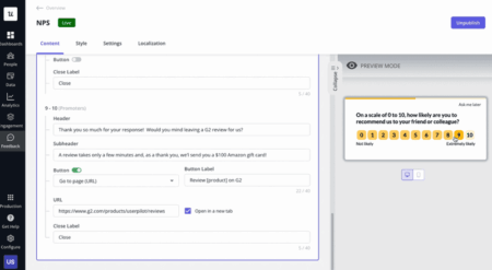 Setting up an NPS survey in Userpilot.