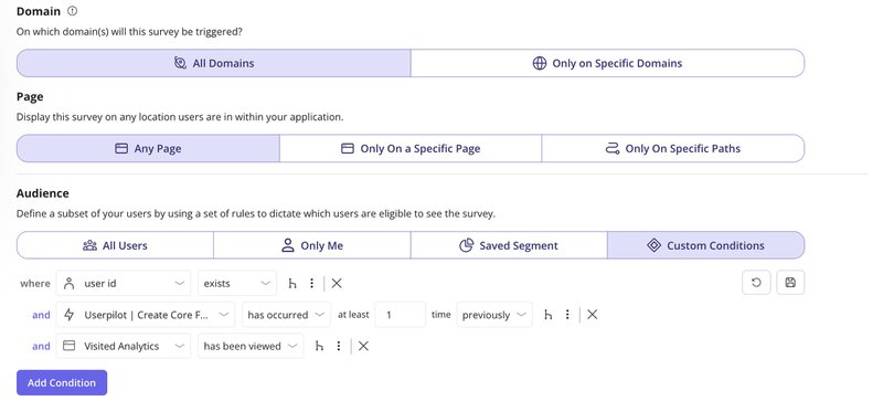 userpilot survey settings