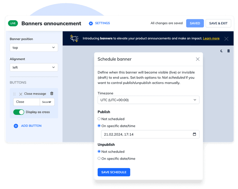 Example of Usetiful features: Banner announcement.