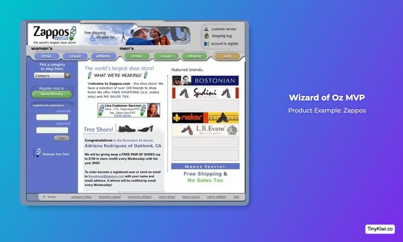 Screenshot of Wizard of Oz MVP