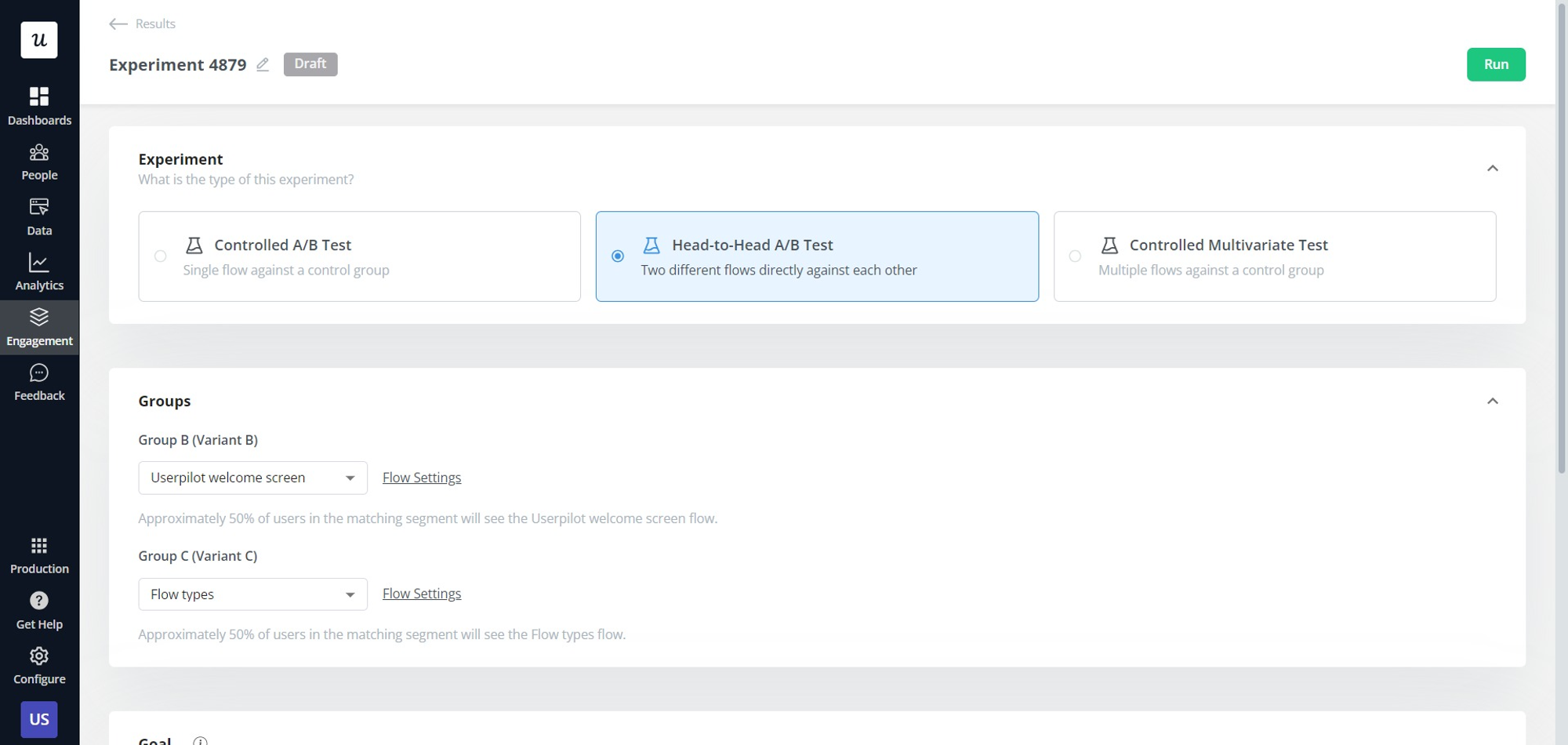 Userpilot offers A/B and multivariate testing