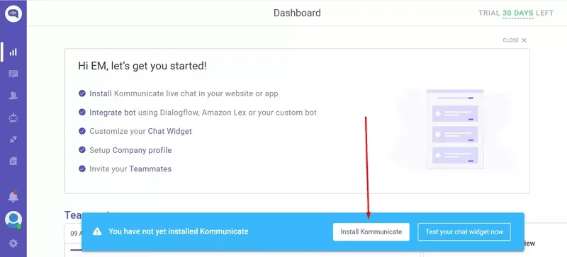 Kommunicate in-app user training