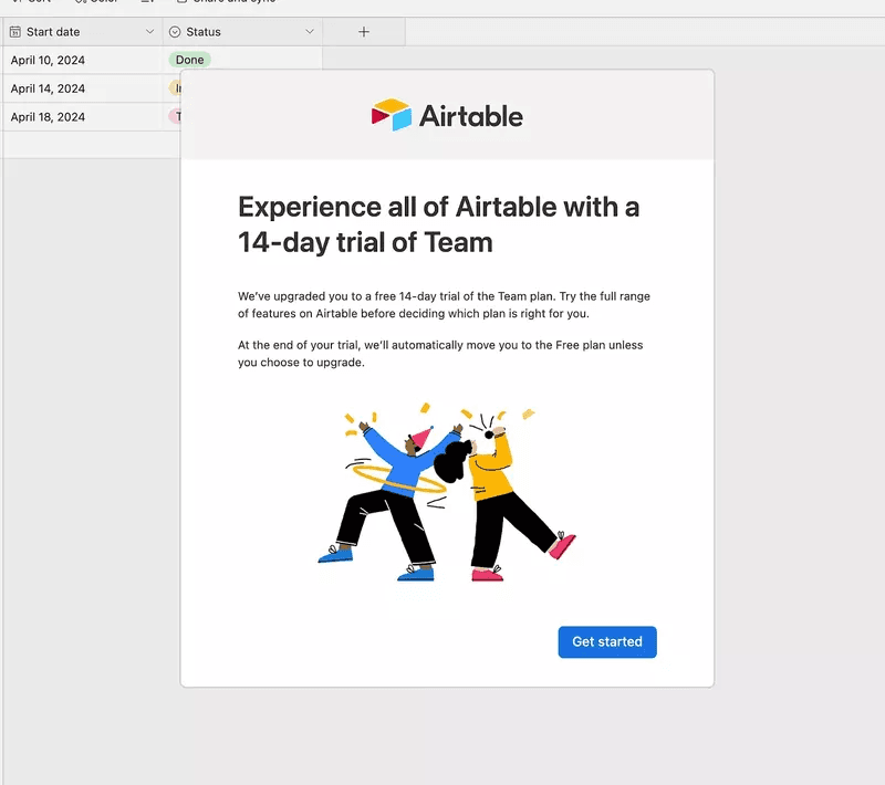 airtable trial account expansion