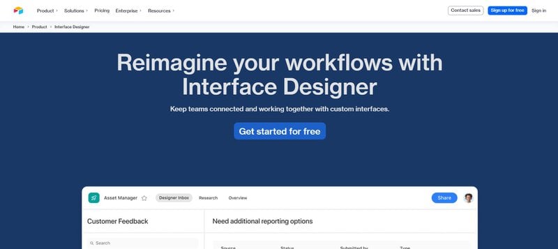 Airtable SaaS landing page