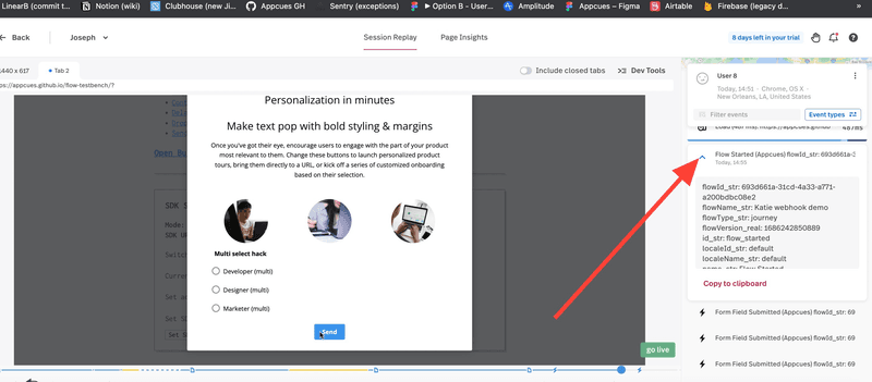 fullstory appcues integration