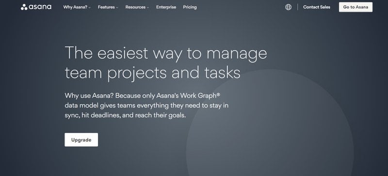 Asana SaaS landing page