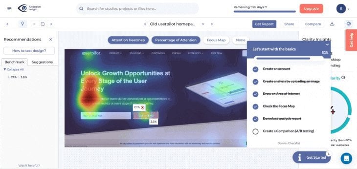 Attention Insights created a user onboarding sequence using Userpilot