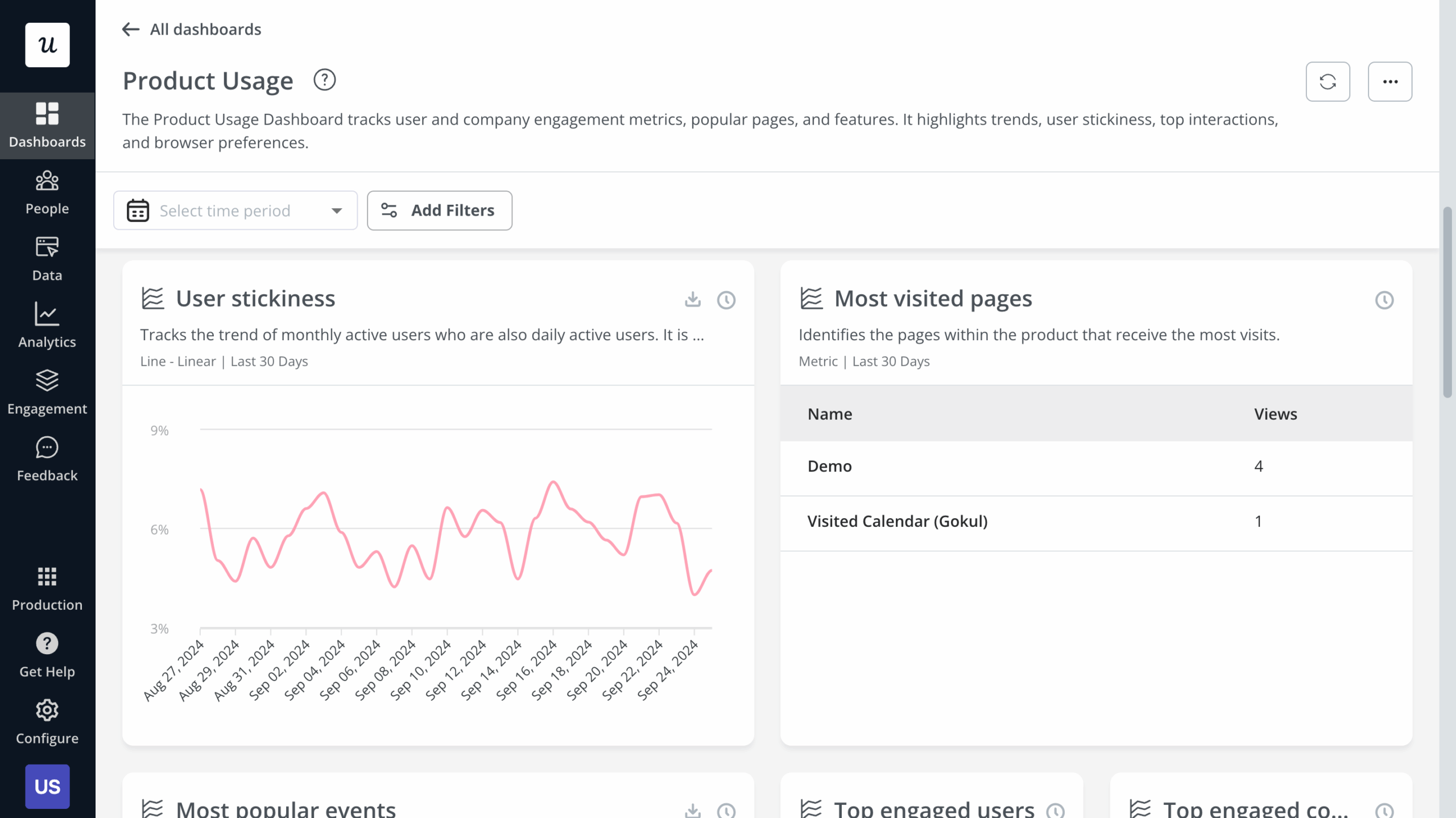 Userpilot analytics dashboards
