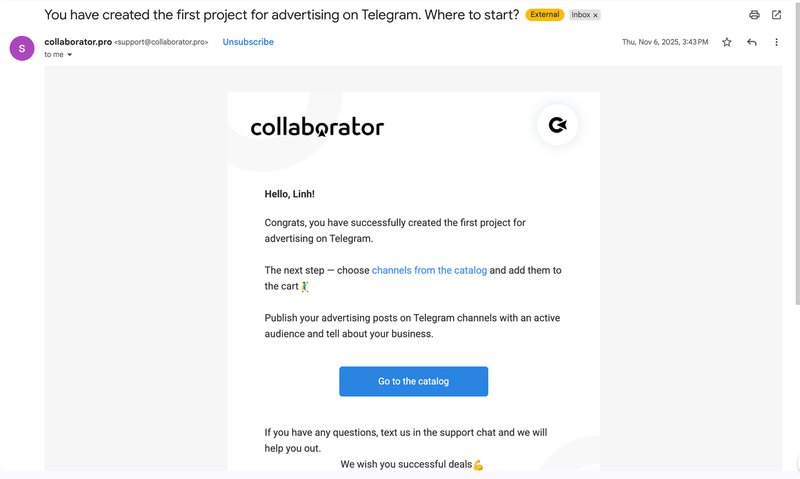 collaborator confirmation email
