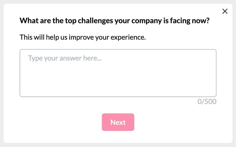 A screenshot of collecting customer feedback 