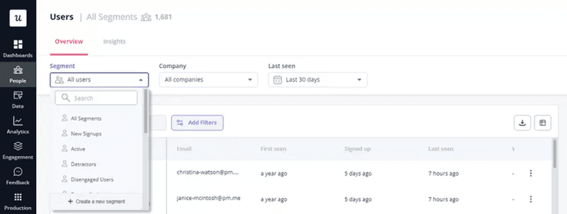 User segments in Userpilot