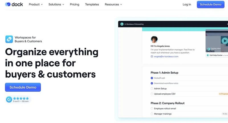 dock landing page - product differentiation examples