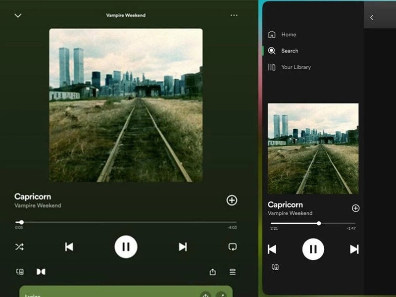 Spotify song view on an iPad