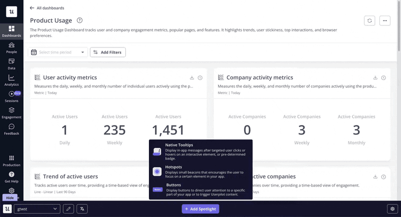 Add tooltips in your feature launch with Userpilot