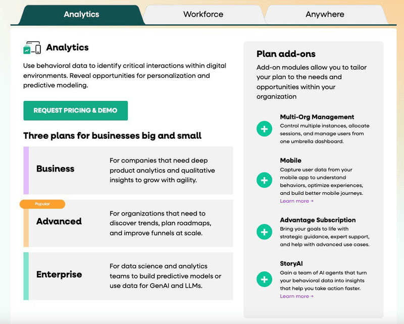 Fullstory’s pricing.