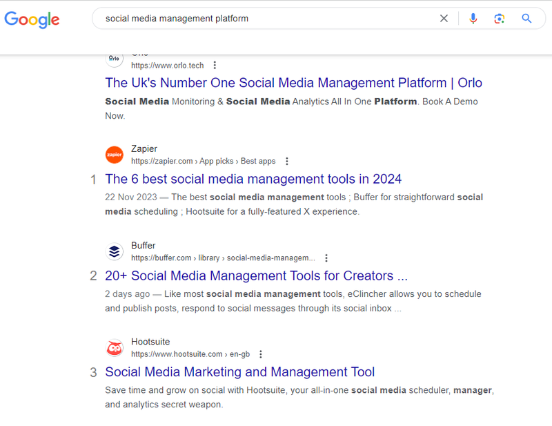 Competitor research in Google to inform message mapping