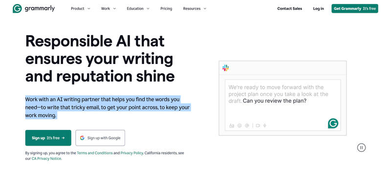 product vision examples grammarly