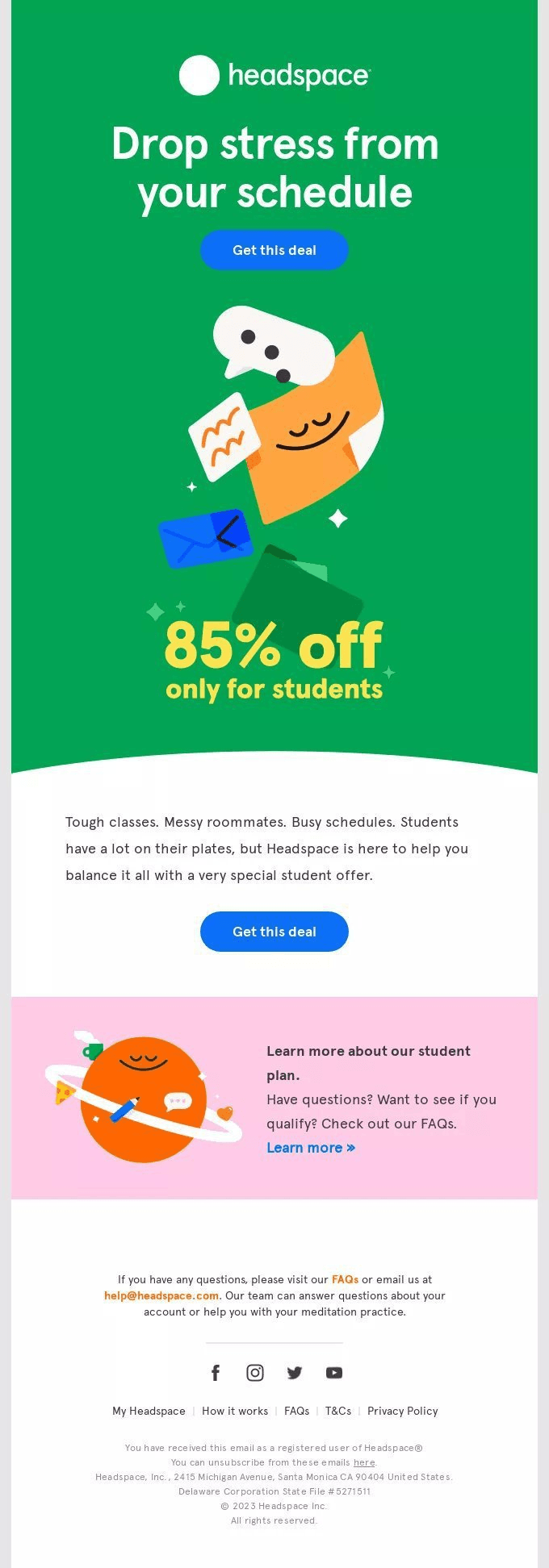 Headspace personalized email marketing example.