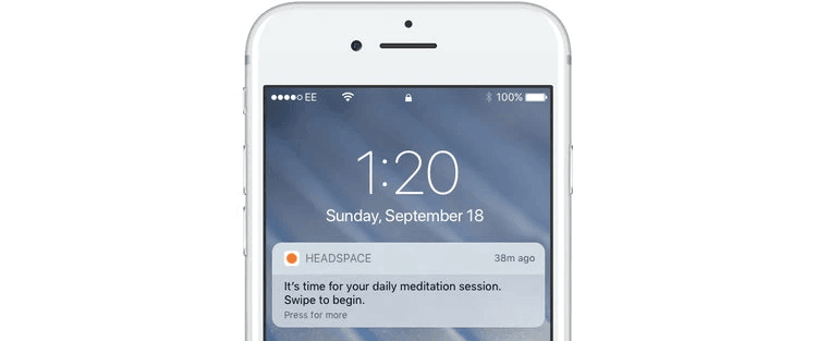 Example of Headspace push notification reminder.