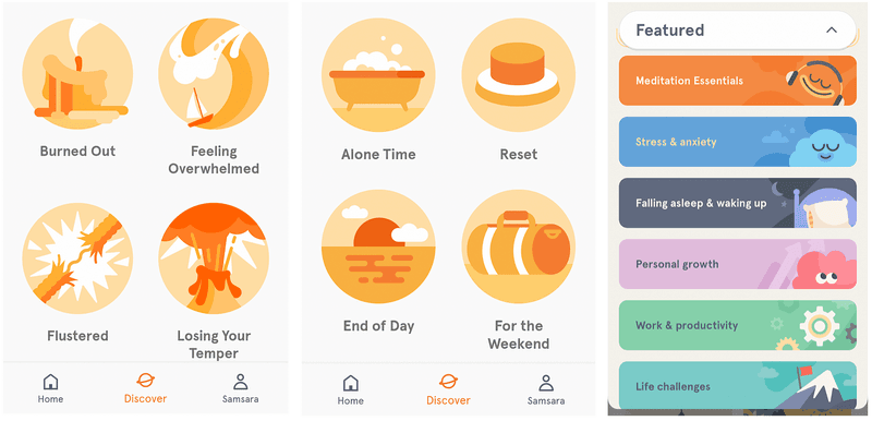 headspace user interface