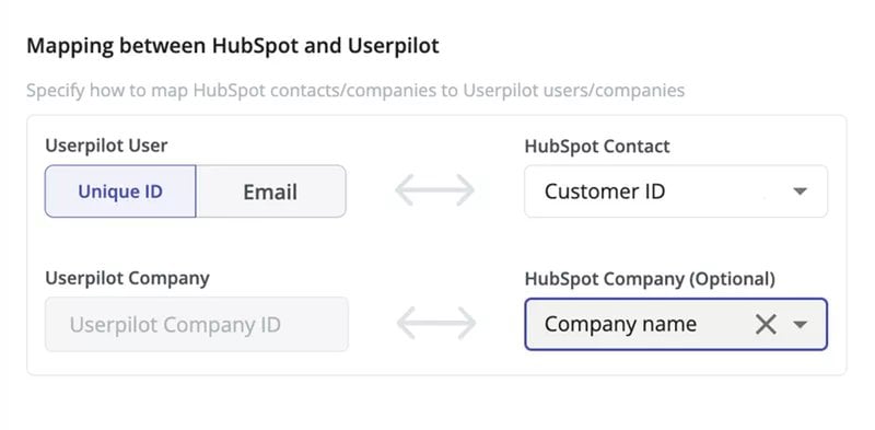 A screenshot of the Hubspot and Userpilot integration for SaaS reporting