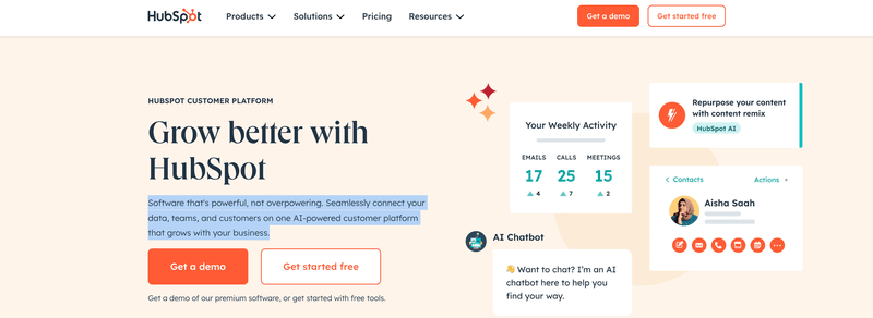 product vision examples hubspot