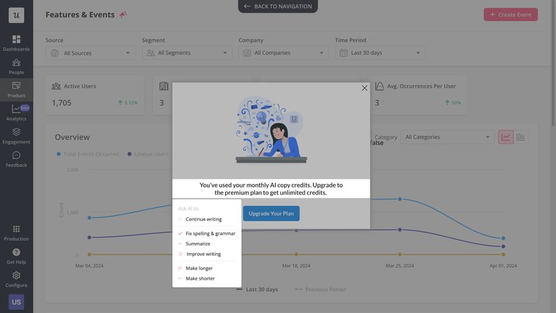 userpilot's writing ai assistant