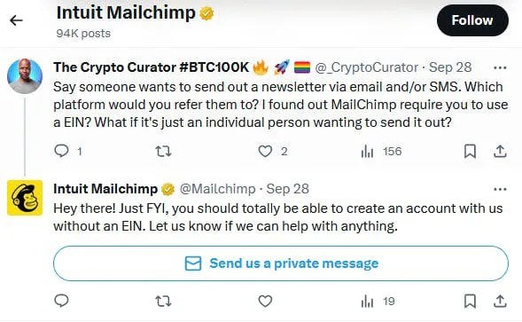 mailchimp social media support