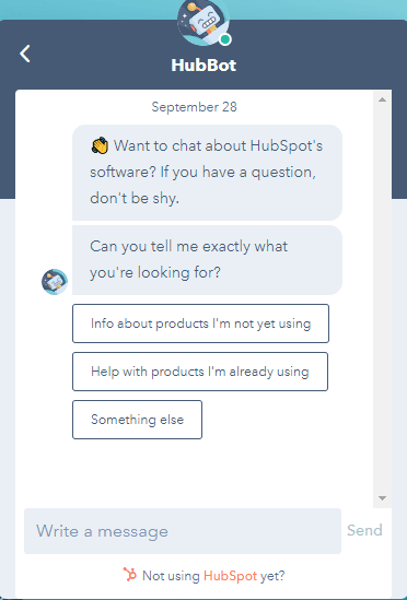 hubspot chatbot - types of customer support