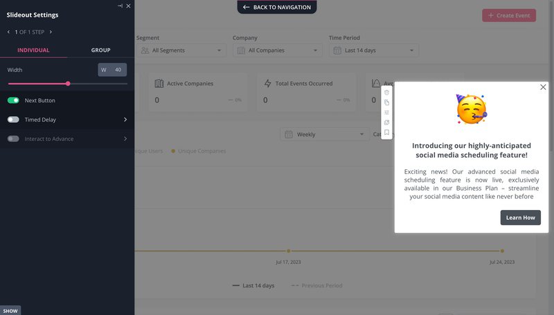 in-app feature announcement