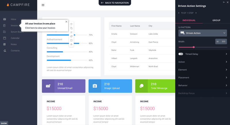 in app guidance for secondary navigation
