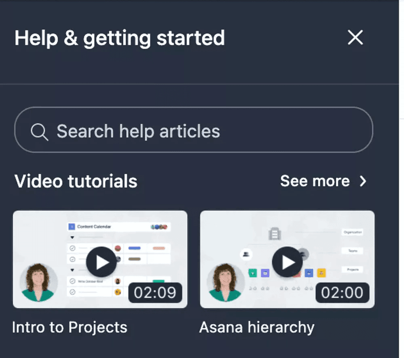 Asana’s example of granular knowledge base content.