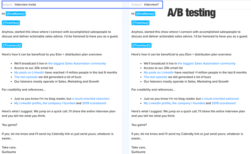 Lemlist split-testing
