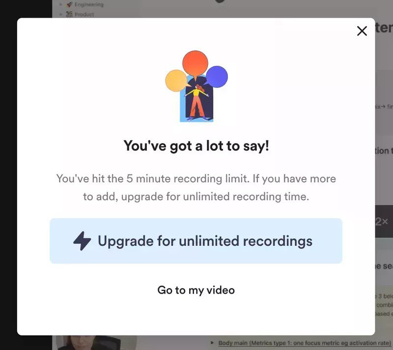 Loom's contextual upgrade message - product marketing strategy