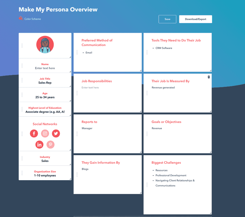 Make my persona overview