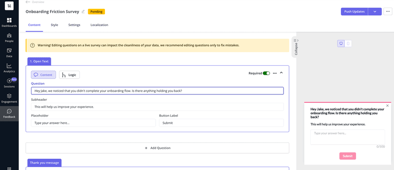Capture and analyze user sentiment code-free with Userpilot.