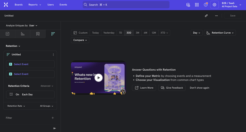 mixpanel secondary navigation examples