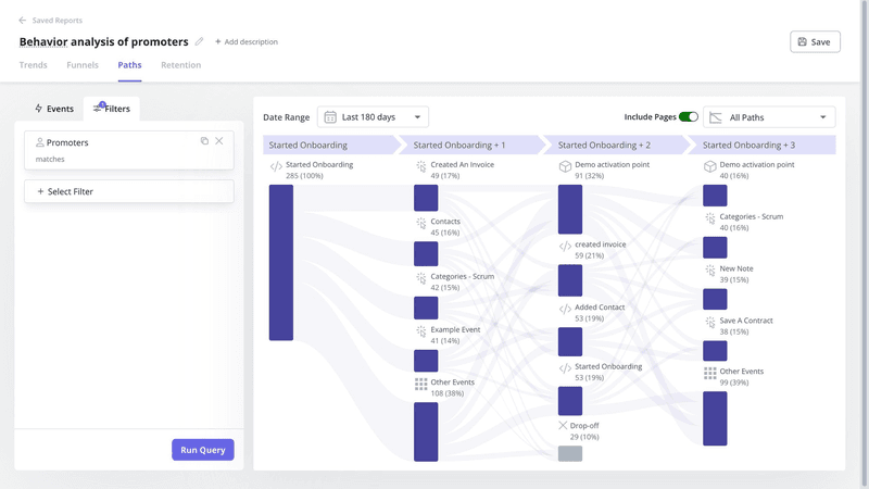 Conducting path analysis for Promoters in Userpilot.