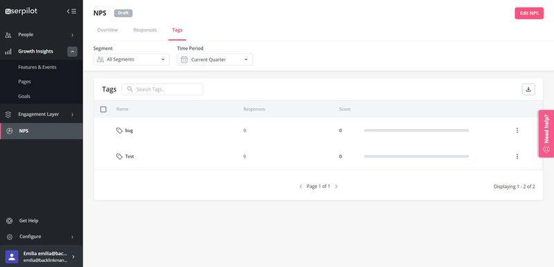 NPS response tagging