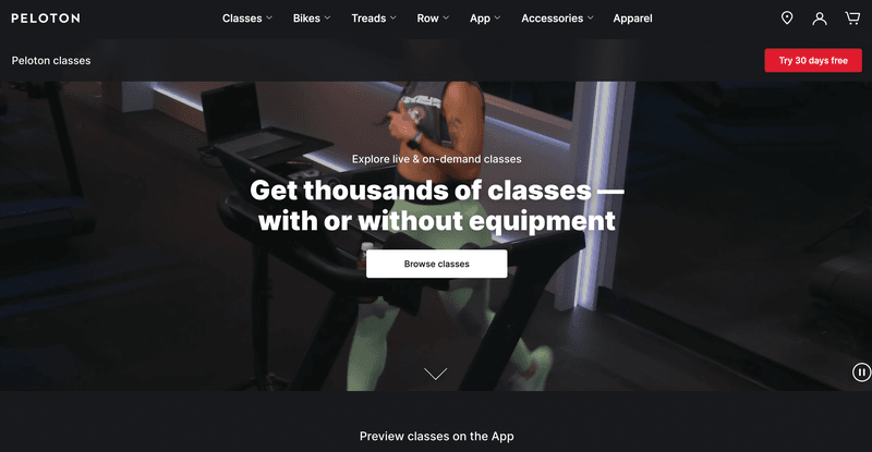Browse Peloton classes